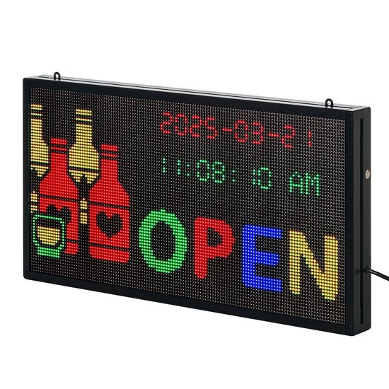 Reclama luminoasa led, Programabila, 64x128 px, Bluetooth, USB, P5 Full Color, IP65, Aluminiu/ABS, 670x350x55 mm
