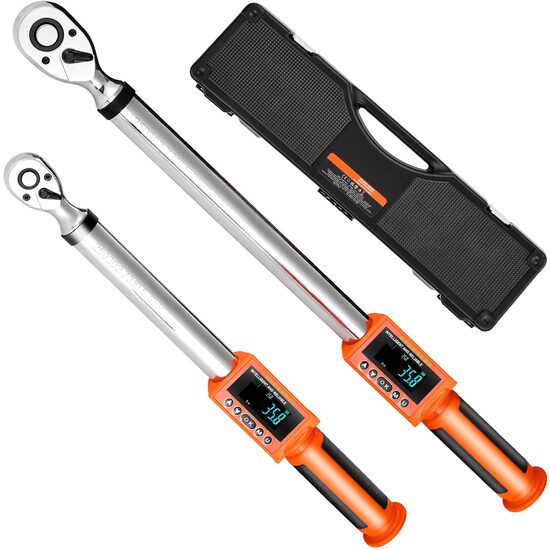 Set 2 Chei dinamometrice electronice 1/2 si 3/8 inch, Crom-Vanadiu, Afisaj Led, 72 dinti, precizie 2%, Cutie transport