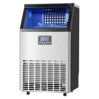Masina pentru cuburi de gheata, Inox, Functie Auto-Curatare, 45 kg/zi, Capacitate 15 kg, Afisaj Led, 60 dB, 448 x 400 x 798 mm, 45 tavi, Pompa drenaj