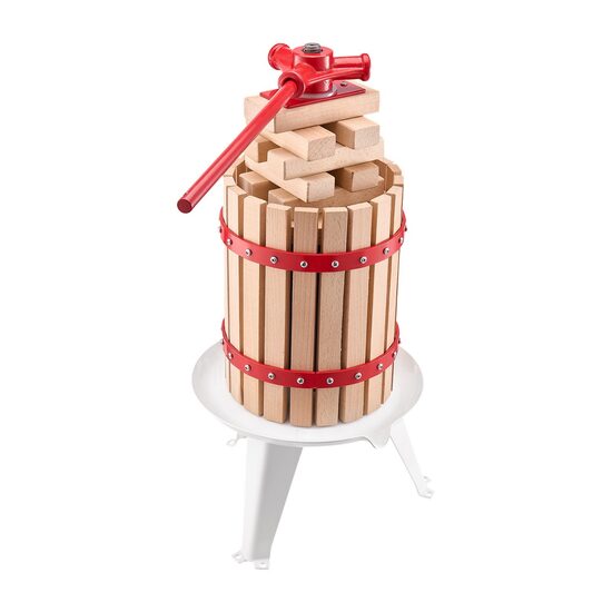 Presa mica pentru struguri si fructe moi, Capacitate 6 l, Otel/Lemn fag, 430x290x575 mm