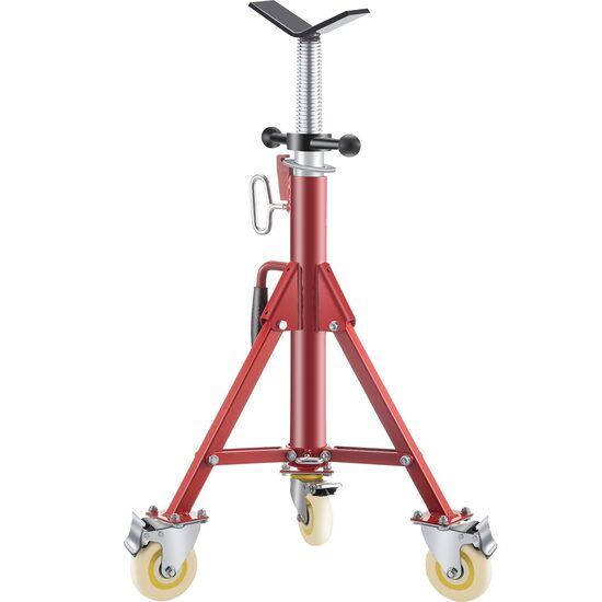 Suport pentru tevi 1/2-12 inch, Portabil, Pliabil, 3 x roti, capacitate 400 kg, Inaltime reglabila 71-131 cm