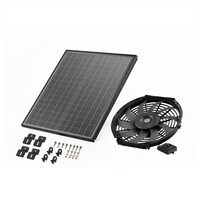 Ventilator cu panou solar pentru mansarda, Aluminiu, Termostat reglabil, Φ340 x 70 mm, Negru, 45 W