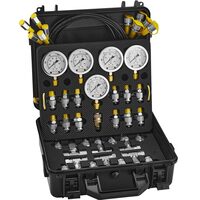 Set pentru testarea presiunii hidraulice 10/100/250/400/600 bar, 5 manometre, 13 cuplaje, 14 conectori T, 5 furtunuri, Otel inoxidabil
