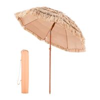 Umbrela pentru plaja, Diametru 1800 mm, Imitatie stuf, Otel/PP, Inaltime 2.1 m, Impermeabila 140 g