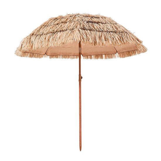 Umbrela pentru plaja, Diametru 1600 mm, Imitatie stuf, Otel/PP, Inaltime 1.95 m, Impermeabila 140 g