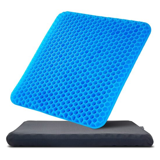 Perna ortopedica cu gel racoritor, Suport ergonomic, 430 x 465 x 35 mm, Negru, Husa detasabila