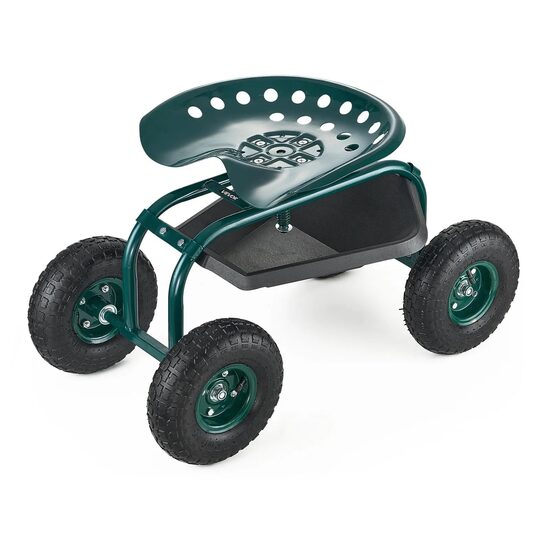 Carucior multifunctional pentru gradina, 800×487×460/540 mm, Capacitate 136 kg, roti cauciuc 10 inch, Scaun reglabil in inaltime
