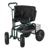 Carucior multifunctional pentru gradina, 810×480×690/770 mm, Capacitate 181 kg, roti cauciuc 10 inch, Scaun reglabil in inaltime