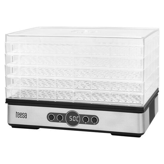 Deshidrator cu convectie pentru fructe si legume, 400 W, 5 tavi, Temperatura reglabila 35-70°C, Temporizator reglabil 10 min - 48 h