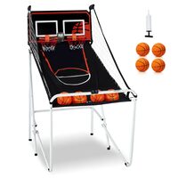 Panou baschet cu 2 cosuri, Multifunctional 8 in 1, Pliabil, Otel, Contor electronic, 4 x mingi, 1 x pompa, 1420x850x1600 mm