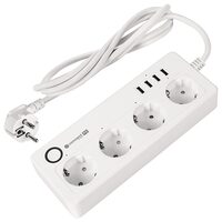 Prelungitor Smart 4 x prize, 4 x USB,  Lungime 1.6 m, 16A, 2680W, Aplicatie Tuya