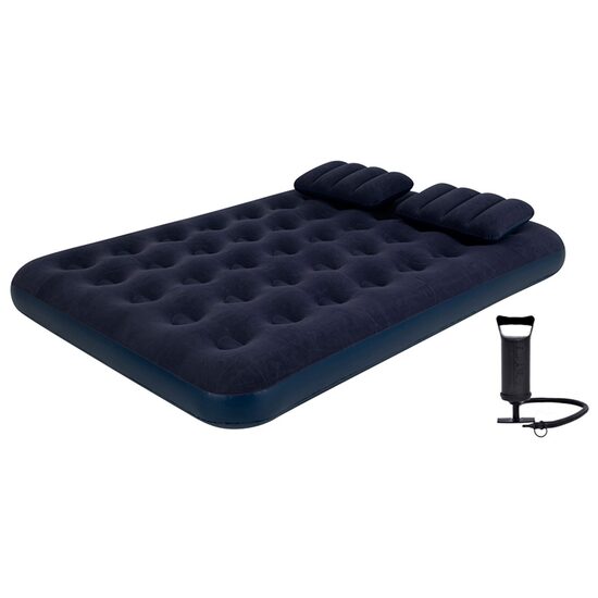 Saltea gonflabila cu pompa manuala, pentru 2 persoane, 191x137x22 cm, max 200 kg, 2 x perne, plasture reparatie