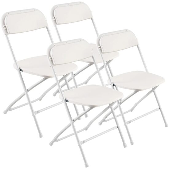 Set 4 scaune pliabile, Otel/PP, Alb, max 158 kg, 44.5x45x80 cm