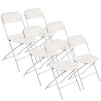 Set 6 scaune pliabile, Otel/PP, Alb, max 158 kg, 44.5x45x80 cm