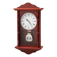 Ceas retro cu pendul, de perete, Lemn pin, Mecanism Quartz, 460 x 240 x 92 mm, Maro