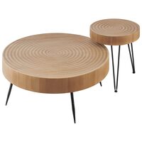 Set 2 masute rotunde de cafea, Retro clasic, Suprafata lemn, Diametru 398/796 mm, picioare metal