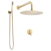 Set de dus, Montaj incastrat, Inox, Auriu, Diametru 25 cm, 530 x 245 x 145 mm