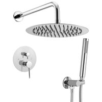 Set de dus, Montaj incastrat, Inox, Argintiu, Diametru cap dus 25 cm, 530 x 245 x 145 mm
