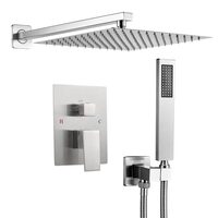 Set de dus, Montaj incastrat, Inox, Argintiu, Cap dus patrat 30 cm, Dimensiune 555 x 300 x 70 mm