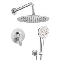 Set de dus, Montaj incastrat, Inox, Argintiu, Cap dus rotund 250 mm, Dimensiune 530 x 245 x 145 mm