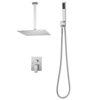 Set de dus, Montaj incastrat, Inox, Argintiu, Cap dus patrat cu efect ploaie 305 mm, Dimensiune 300 x 300 x 375 mm
