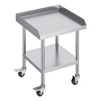 Masa de lucru Inox, pentru preparare alimente, 610 x 610 x 762 mm, 4 x roti