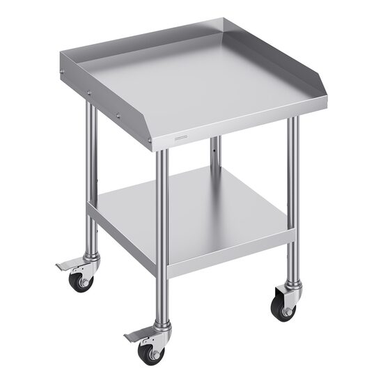 Masa de lucru Inox, pentru preparare alimente, 610 x 610 x 762 mm, 4 x roti
