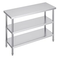 Masa de lucru Inox, pentru preparare alimente, 457 x 1219 x 864 mm, 2 x rafturi