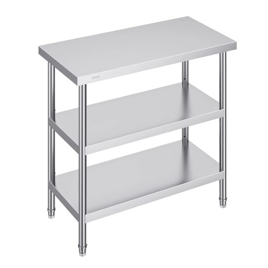 Masa de lucru Inox, pentru preparare alimente, 457x914x864 mm, 2 x rafturi