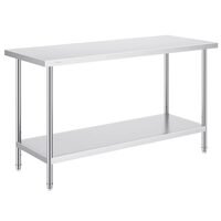 Masa de lucru Inox, pentru preparare alimente, 610x1524x864 mm, 1 x rafturi, Inaltime reglabila
