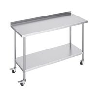 Masa de lucru Inox, pentru preparare alimente, 610 x 610 x 954,6 mm, 1 x rafturi, 4 x roti