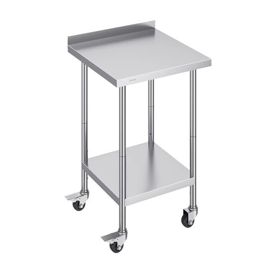 Masa de lucru Inox, pentru preparare alimente, 610x610x1006 mm, 1 x rafturi, 4 x roti