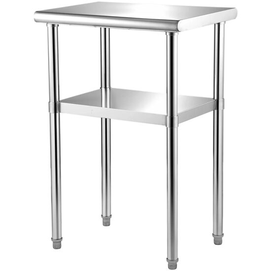 Masa de lucru Inox, pentru preparare alimente, 61 x 45,7 x 91,4 cm, 1 x rafturi