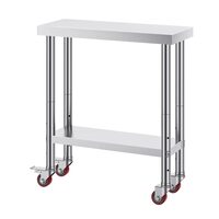 Masa de lucru Inox, pentru preparare alimente, 762x305x864 mm, 1 x rafturi, 4 x roti