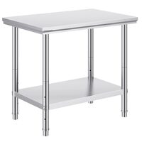 Masa de lucru Inox, pentru preparare alimente, 900x600x800 mm, 1 x rafturi