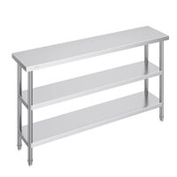 Masa de lucru Inox, pentru preparare alimente, 356x1524x864 mm, 2 x rafturi