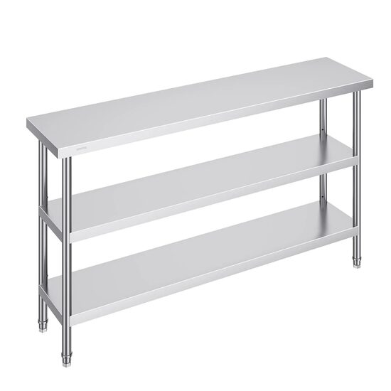 Masa de lucru Inox, pentru preparare alimente, 356x1524x864 mm, 2 x rafturi