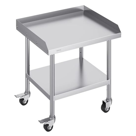 Masa de lucru Inox, pentru preparare alimente, 610x711x762 mm, 1 x rafturi, 4 x roti