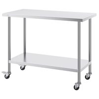 Masa de lucru Inox, pentru preparare alimente, 610 x 1219 x 954,6 mm, 1 x rafturi, 4 x roti