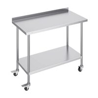 Masa de lucru Inox, pentru preparare alimente, 610x1219x1006 mm, 1 x rafturi, 4 x roti
