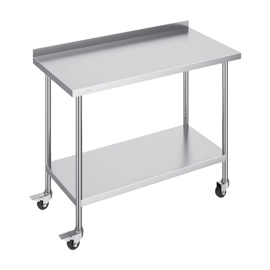 Masa de lucru Inox, pentru preparare alimente, 610x1219x1006 mm, 1 x rafturi, 4 x roti
