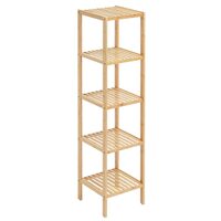 Raft multifunctional cu 5 etaje, Bambus, 330 x 330 x 1470 mm, pentru plante, carti, decoratiuni