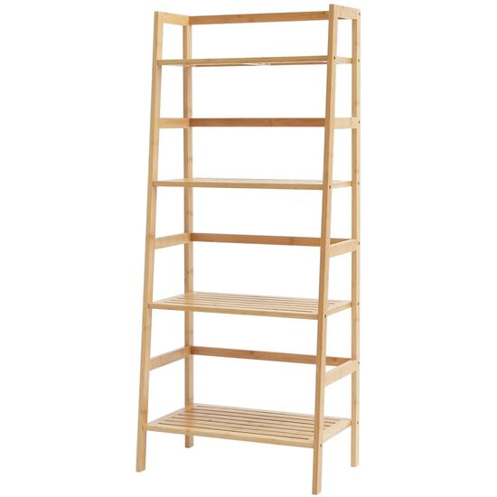 Raft multifunctional cu 4 etaje, Bambus, 530 x 320 x 1250 mm, pentru plante, carti, decoratiuni