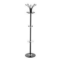Cuier metalic, Inaltime 176 cm, Negru, 5 agatatori, Baza marmura, Suport umbrela