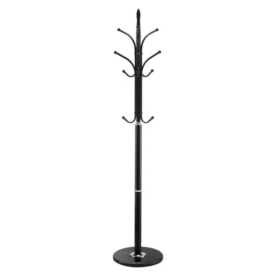 Cuier metalic, Inaltime 180 cm, Negru, 6 agatatori, Baza marmura