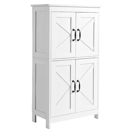 Dulap de baie, 2 usi, MDF, Alb, 4 rafturi, 300 x 600 x 1100 mm, kit anti-rasturnare