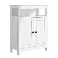 Dulap de baie, 2 usi, MDF, Alb, 3 rafturi, 300 x 600 x 800 mm, kit anti-rasturnare, pentru accesorii baie