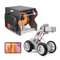 Robot de inspectie a tevilor de canalizare, Telecomanda wireless, IP68, Lungime cablu 120 m, Tractiune 4x4, HD, 8 x Led, 3 viteze, Aluminiu, 1 x Tableta