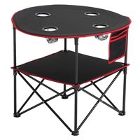 Masa camping, pliabila, portabila, Geanta transport, 720x720x600 mm, 4 suporturi pahare