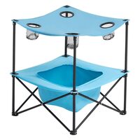 Masa camping, pliabila, portabila, Geanta transport, 560x560x640 mm, 4 suporturi de pahare, Albastru